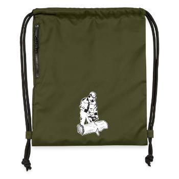 Scie à bûcheron Lumberjack Woodworker Idée cadeau - Sac à cordon en polyester recyclé - military green - Devant