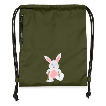 Children's shirt Rabbit with gypsum leg Animal Hare - Gymsac made from recycled material - military green - Front