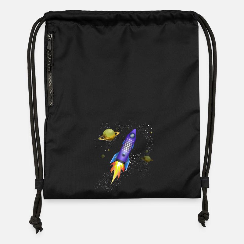 Rocket in space - Gymsac made from recycled material - black