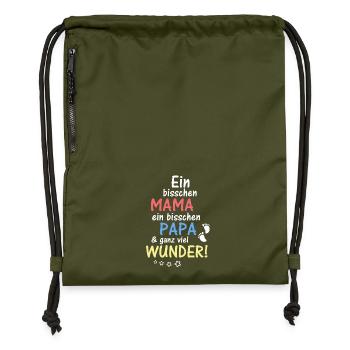 Ein bisschen Mama Papa & ganz viel Wunder - Gymsac made from recycled material - military green - Front