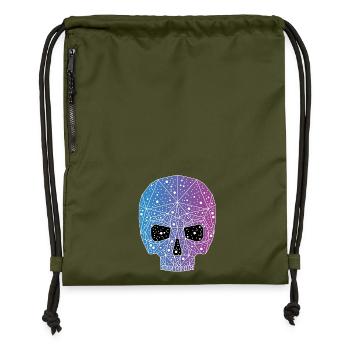 Galactic skull - Gymsac made from recycled material - military green - Front