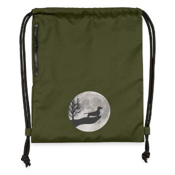 Teckel chien au clair de lune de la pleine lune - Sac à cordon en polyester recyclé - military green - Devant