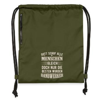 God created all men equally craftsmen - Gymsac made from recycled material - military green - Front