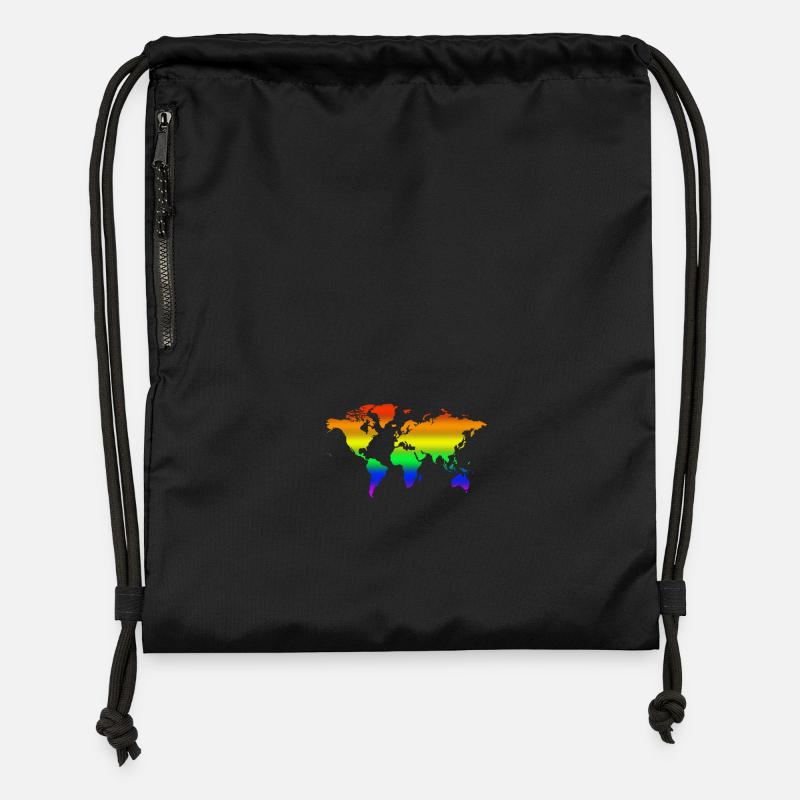 Rainbow World - Gymsac made from recycled material - black