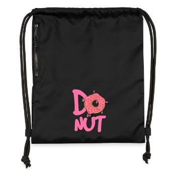 Donut Logo Pink Glanz - Turnbeutel aus Recycling-Material - Schwarz - Vorne