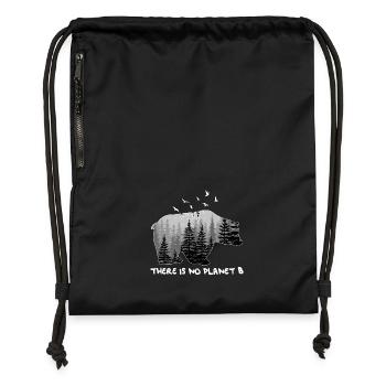 There is No Planet B Shirt Bear Mountains Trees - Turnbeutel aus Recycling-Material - military Green - Vorne