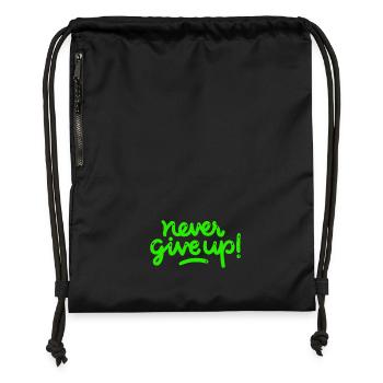 Never Give Up - Turnbeutel aus Recycling-Material - Schwarz - Vorne