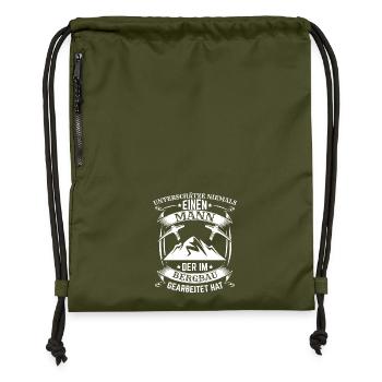 Bergbau Bergmann Unterschätze niemals einen Mann - Turnbeutel aus Recycling-Material - military Green - Vorne