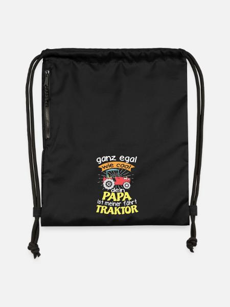 Traktor Shirt für Kinder egal wie cool dein Papa - Turnbeutel aus Recycling-Material - Schwarz