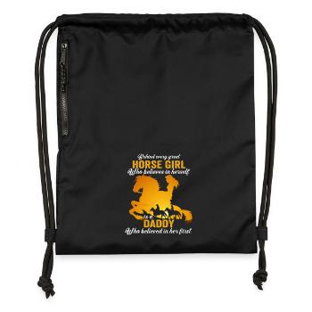 Behind Every Great Horse Girl Is A Awesome Dad - Gymsac made from recycled material - black - Front