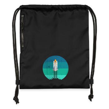 Lancement d'une fusée spatiale - Sac à cordon en polyester recyclé - noir - Devant
