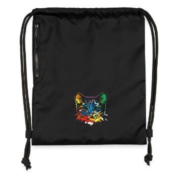 Katze Pop Art - Turnbeutel aus Recycling-Material - Schwarz - Vorne