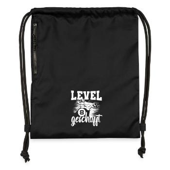 8th birthday gamer level 8 - Gymsac made from recycled material - black - Front