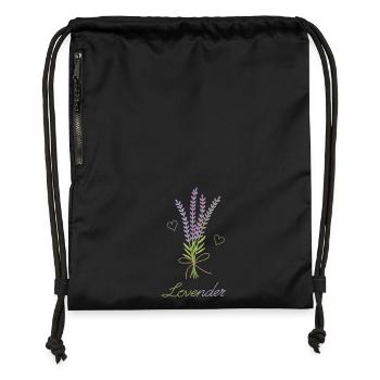Liebe und Lavendel – Lovender - Turnbeutel aus Recycling-Material - Schwarz - Vorne