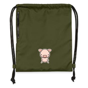 Schweinchen Cartoon - Turnbeutel aus Recycling-Material - military Green - Vorne