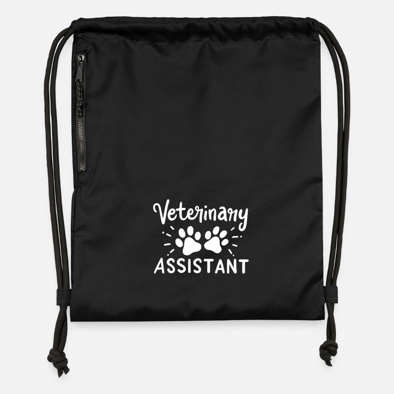 Assistant(e) vétérinaire(ve) - Sac à cordon en polyester recyclé - noir