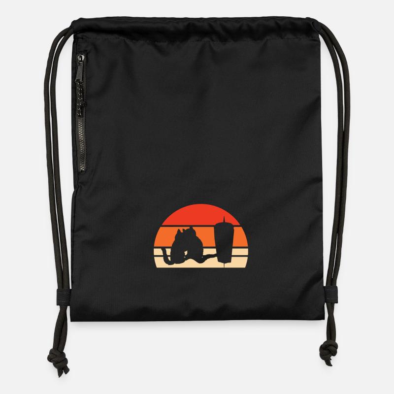 Stylized cat and office window design - Gymsac made from recycled material - black