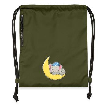 Lune éléphant - Sac à cordon en polyester recyclé - military green - Devant