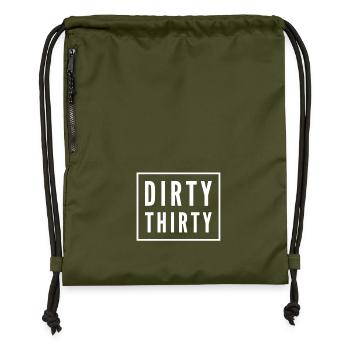 Dirty Thirty 30th birthday - Gymsac made from recycled material - military green - Front