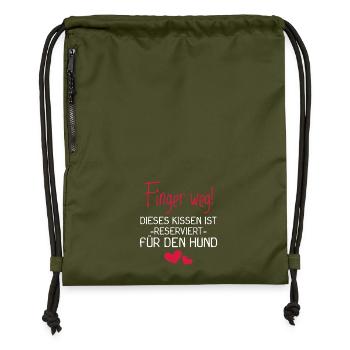 Dieses Kissen ist reserviert für den Hund - Turnbeutel aus Recycling-Material - military Green - Vorne