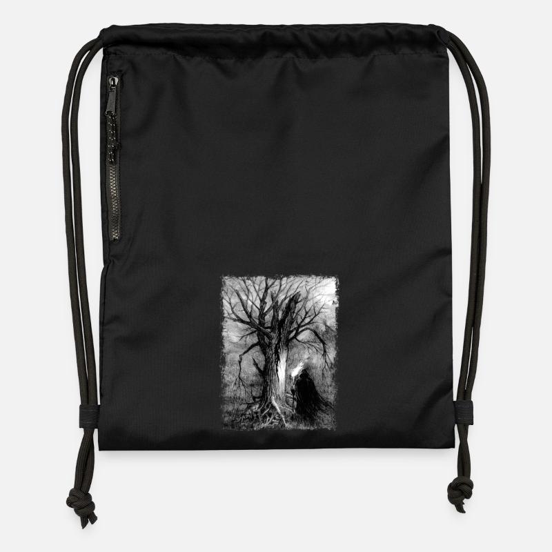 The Wanderer's Shadow by a Dead Tree - Gymsac made from recycled material - black
