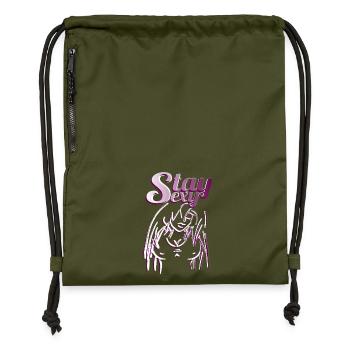 Beautiful Girl Stay Sexy - Gymsac made from recycled material - military green - Front