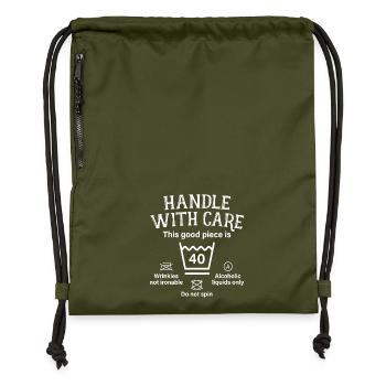 Handle With Care Vierzig Geschenk 40. Geburtstag - Turnbeutel aus Recycling-Material - military Green - Vorne