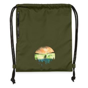 Wanderlust Hiker – Aquarell Adventure - Turnbeutel aus Recycling-Material - military Green - Vorne