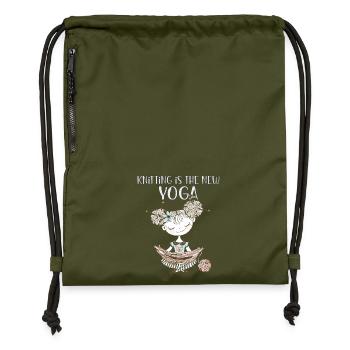 Hobby Knitting is the new Yoga Knittingfan - Gymsac made from recycled material - military green - Front