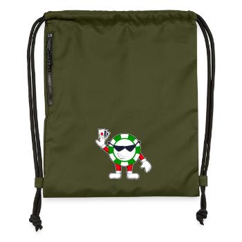 Poker Poker Jetons Cartes de poker - Sac à cordon en polyester recyclé - military green - Devant