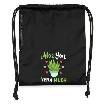 Aloe Vera Succulents - Gymsac made from recycled material - black - Front
