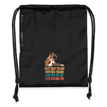 Boxerhund Jeder Snack, den du krank machst, beobachte - Turnbeutel aus Recycling-Material - Schwarz - Vorne