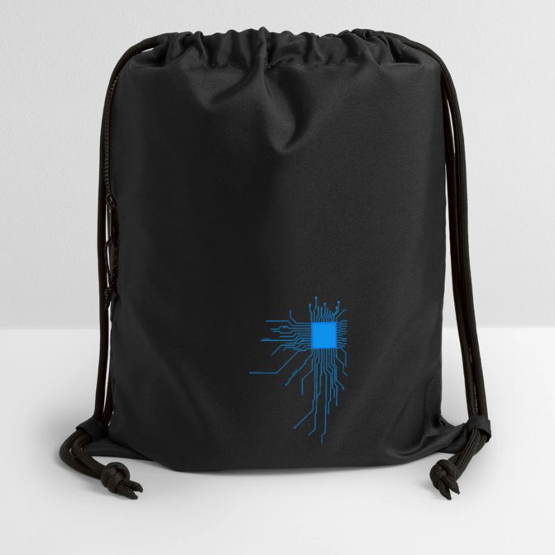 carte bleu ordinateur pc admin core cpu code nerd Sac à cordon en polyester recyclé