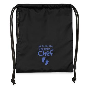 Geschenk zur Geburt der neue Chef - Turnbeutel aus Recycling-Material - Schwarz - Vorne