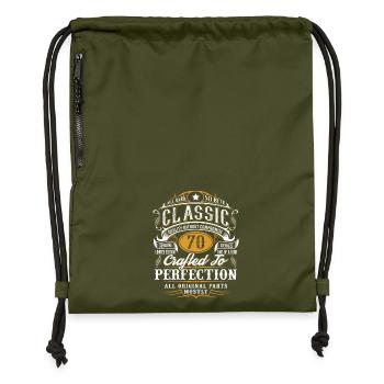 70th birthday - Gymsac made from recycled material - military green - Front