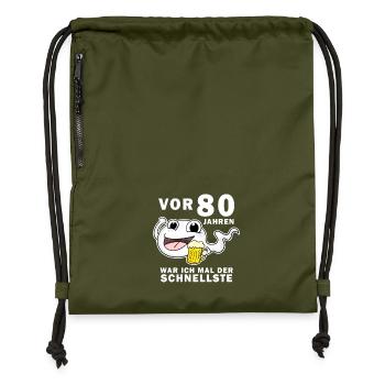80 Jubiläum Spruch - 80 Jahre - 80. Geburtstag - Turnbeutel aus Recycling-Material - military Green - Vorne