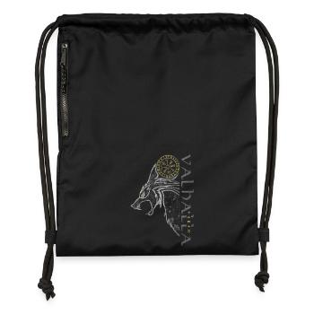 Valhalla Wolf Vegvisir Wikinger Runenkompass - Turnbeutel aus Recycling-Material - Schwarz - Vorne