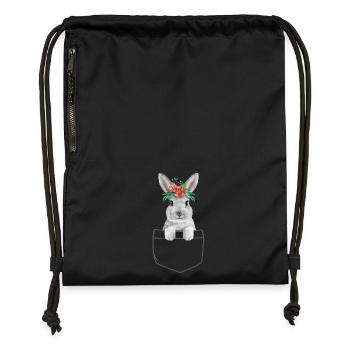 Rabbit Easter Flowers Rabbit Mom - Gymsac made from recycled material - black - Front
