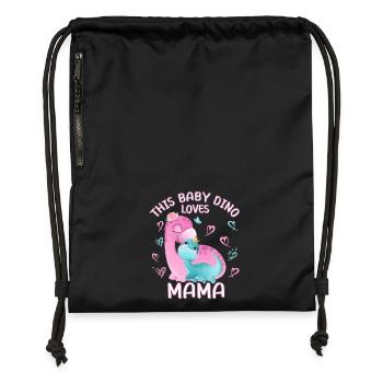 Mama Dino Babydino Brontosaurus - Turnbeutel aus Recycling-Material - Schwarz - Vorne