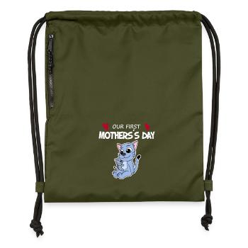 First Mother's Day - Gymsac made from recycled material - military green - Front