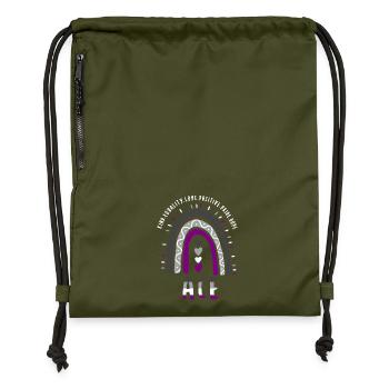 Ace Pride Boho Regenbogen - Turnbeutel aus Recycling-Material - military Green - Vorne