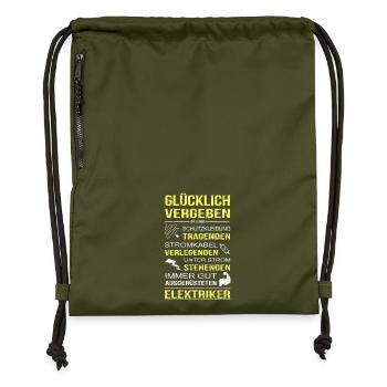 Elektriker Freundin Glücklich Vergebe - Turnbeutel aus Recycling-Material - military Green - Vorne