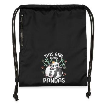 This girl loves pandas - Gymsac made from recycled material - black - Front