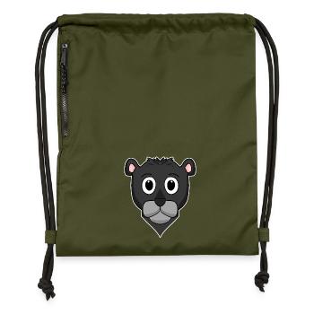 Schwarzer Panther - Turnbeutel aus Recycling-Material - military Green - Vorne