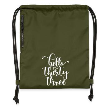 Bonjour Trente-trois Mignon anniversaire de 33 ans - Sac à cordon en polyester recyclé - military green - Devant