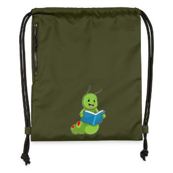 Livre de nerds chenilles - Sac à cordon en polyester recyclé - military green - Devant