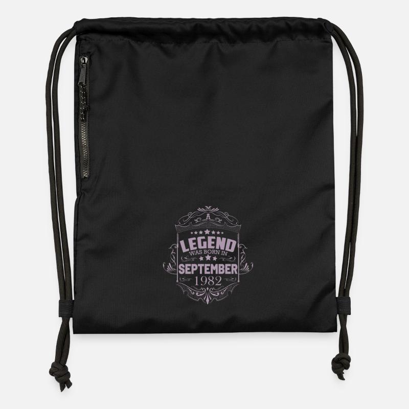 Une légende est née en septembre 1982 - Sac à cordon en polyester recyclé - noir