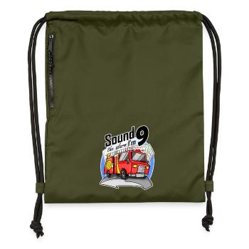 9 ans Jeune camion de pompiers voiture de pompier - Sac à cordon en polyester recyclé - military green - Devant