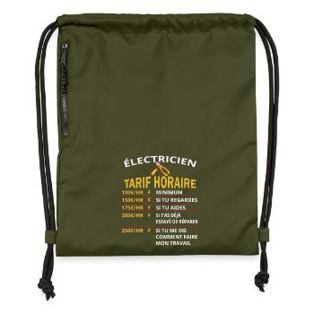 Tarif horaire électricien cadeau pour électriciens - Sac à cordon en polyester recyclé - military green - Devant