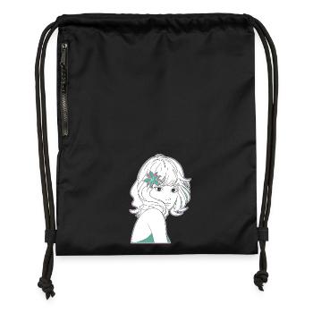 Manga Girl Anime - Gymsac made from recycled material - black - Front